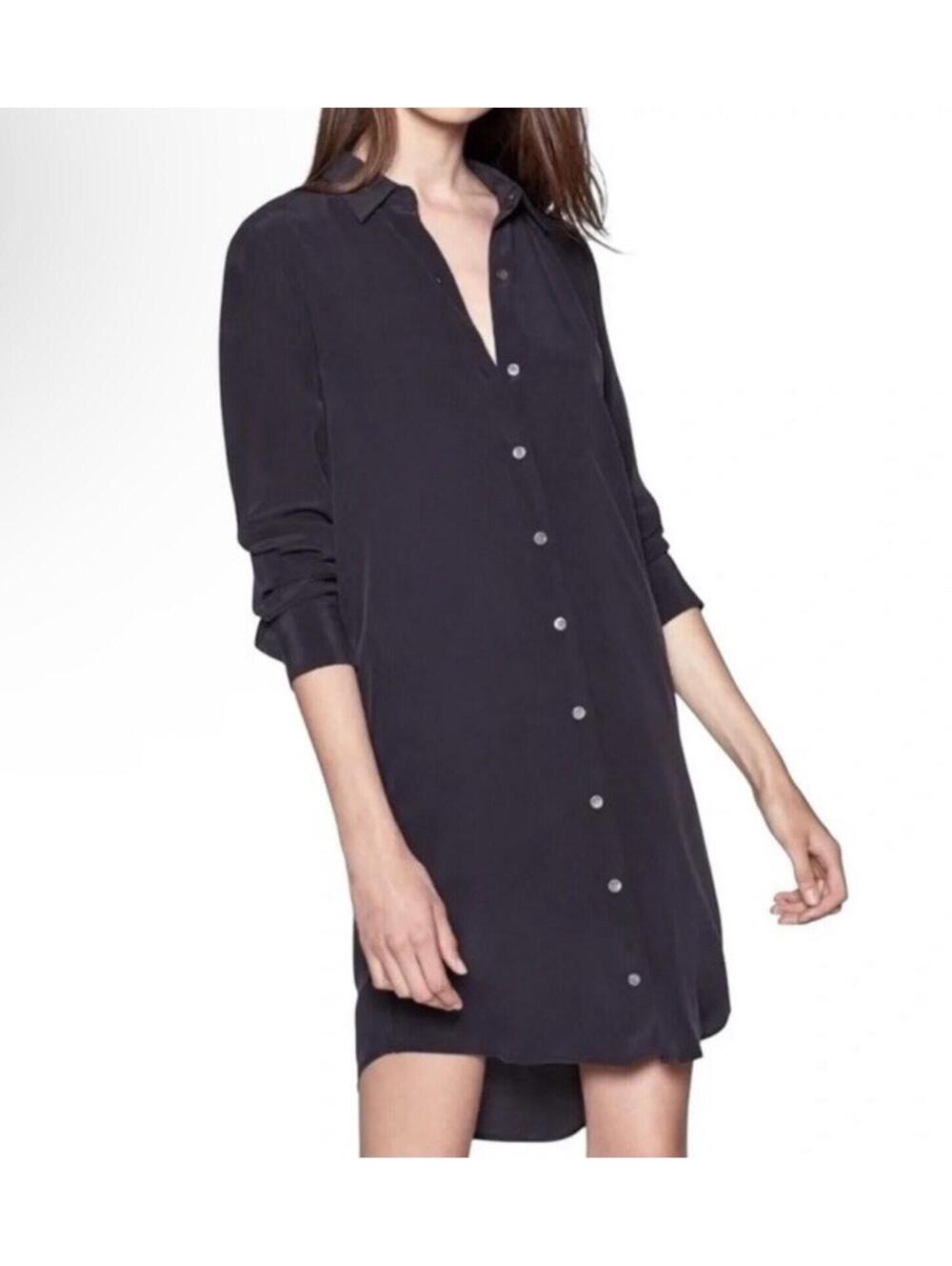 New Equipment Essential Silk Shirt Dress In Black Size M $325 - Picture 3 of 12